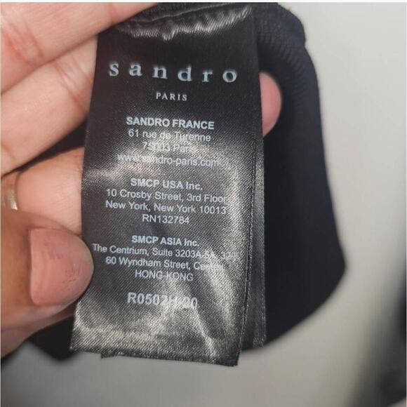 Sandro Black Mockneck Ruffle Fit & Flare Sweater Dress Size Small - Picture 5 of 11